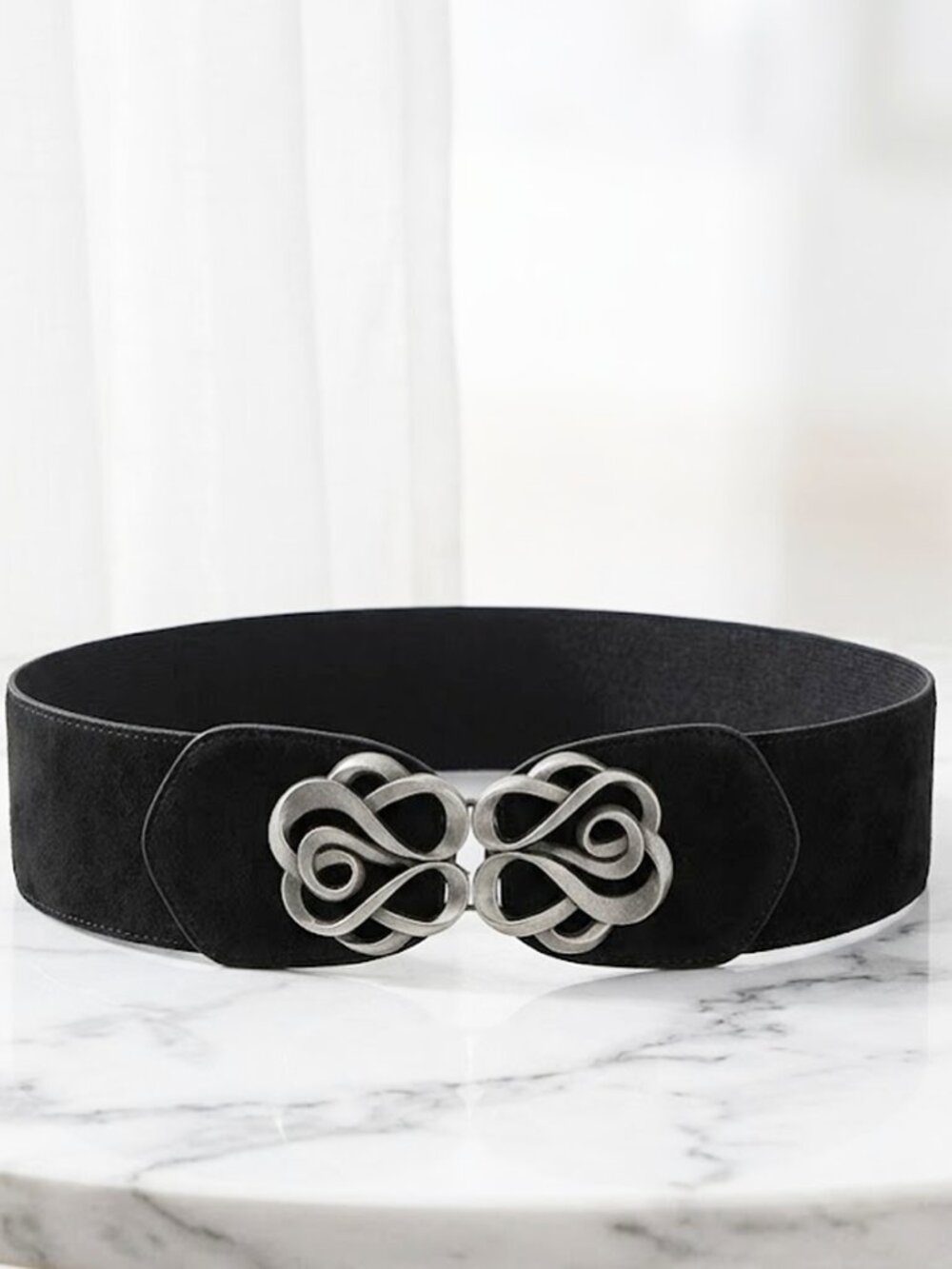 25.5 Inch Black Fashionable Ladies Stretch Belt